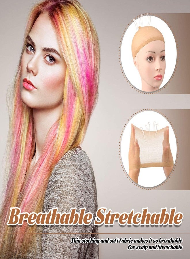 Chuangdi 100 Pcs Elastic Medium Nude Wig Caps Stretchy Nylon Stocking Caps for Women Cosplay(Beige and Natural Nude) - Image 5